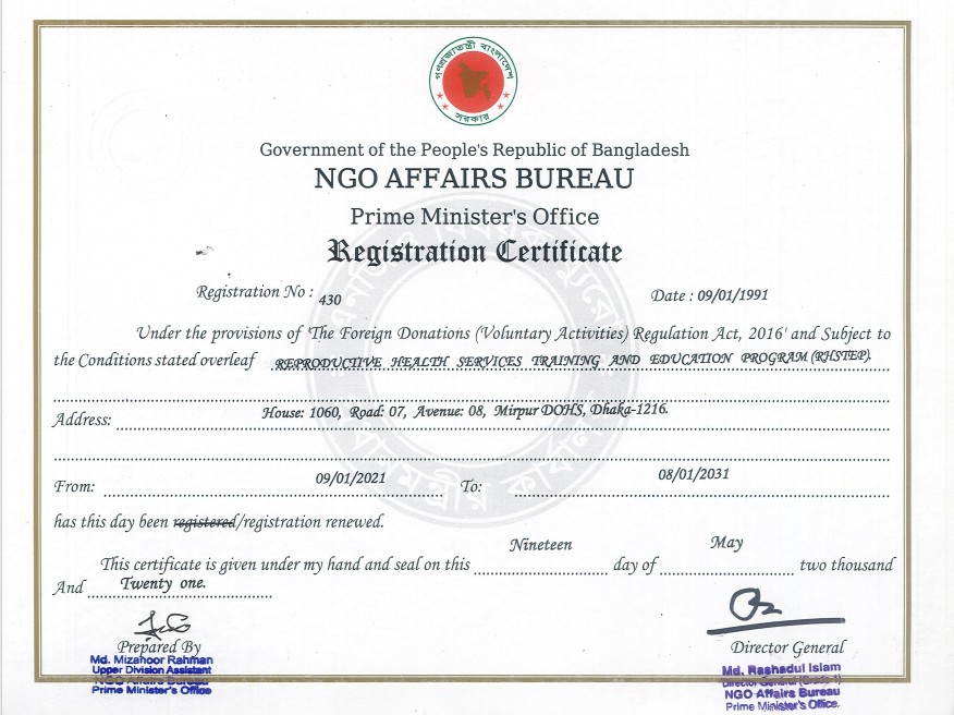 Authorization from NGO Bureau